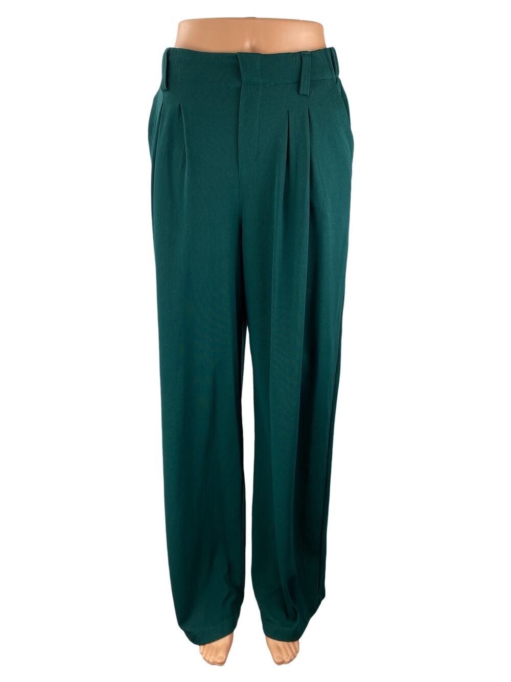 Halara Womens Green High Waisted Pleated Palazzo Wide Leg Trousers Dress Pants S